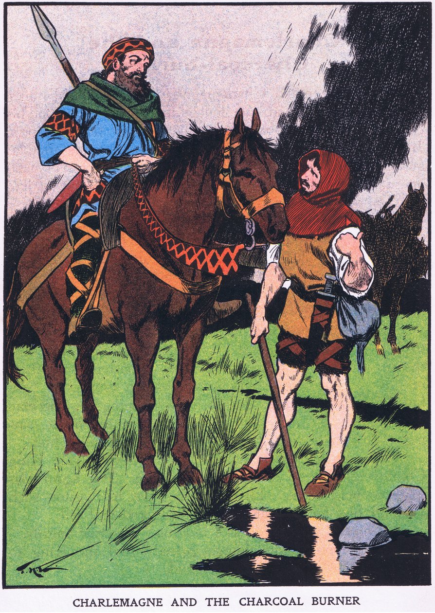 Carlos Magno e o carvoeiro (litografia a cores) de Thomas Heath Robinson