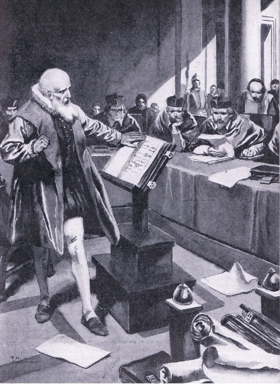 Galileu comparece perante os Cardeais em Roma, ilustração do "Cassell