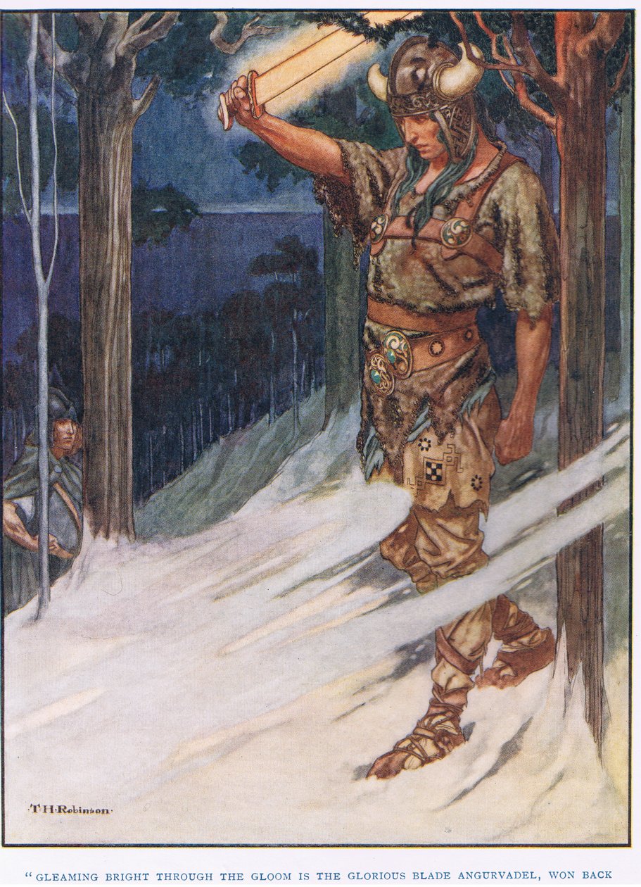 Brilhando branco através da escuridão (litografia) de Thomas Heath Robinson