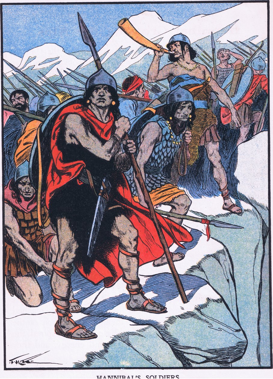 Soldados Hannibals (litografia a cores) de Thomas Heath Robinson
