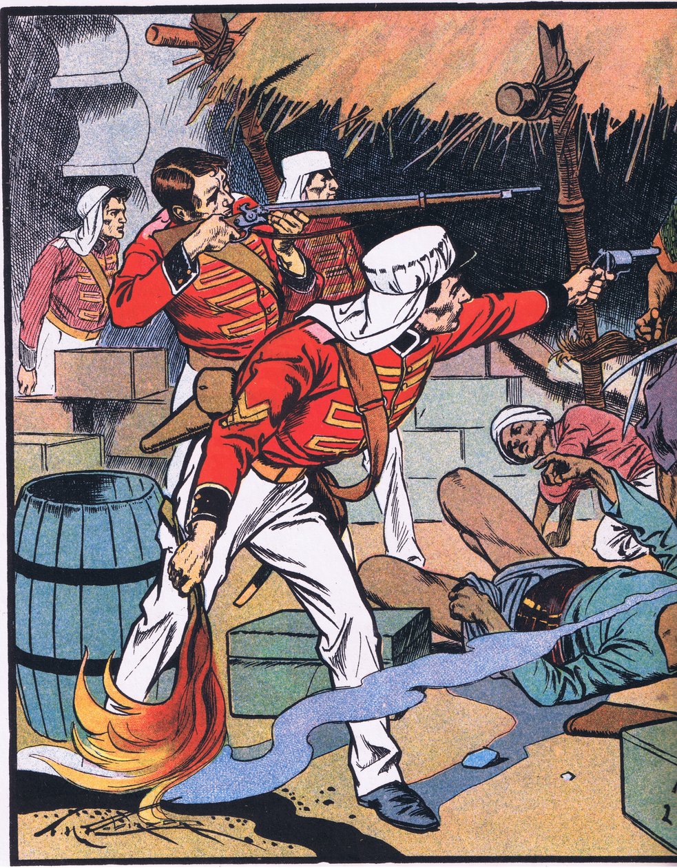 A destruição da revista em Deli (litografia a cores) de Thomas Heath Robinson