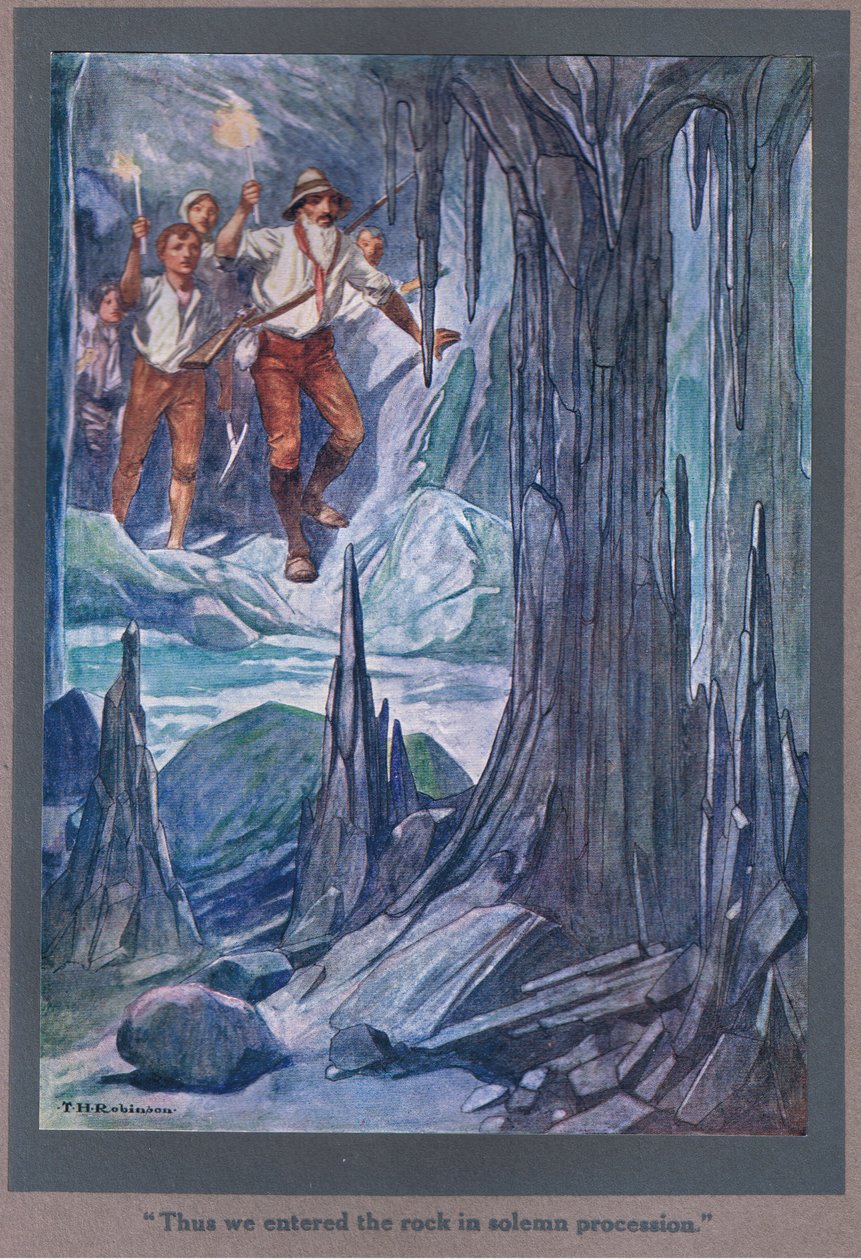Entrámos assim no rochedo em procissão solene (litografia a cores) de Thomas Heath Robinson