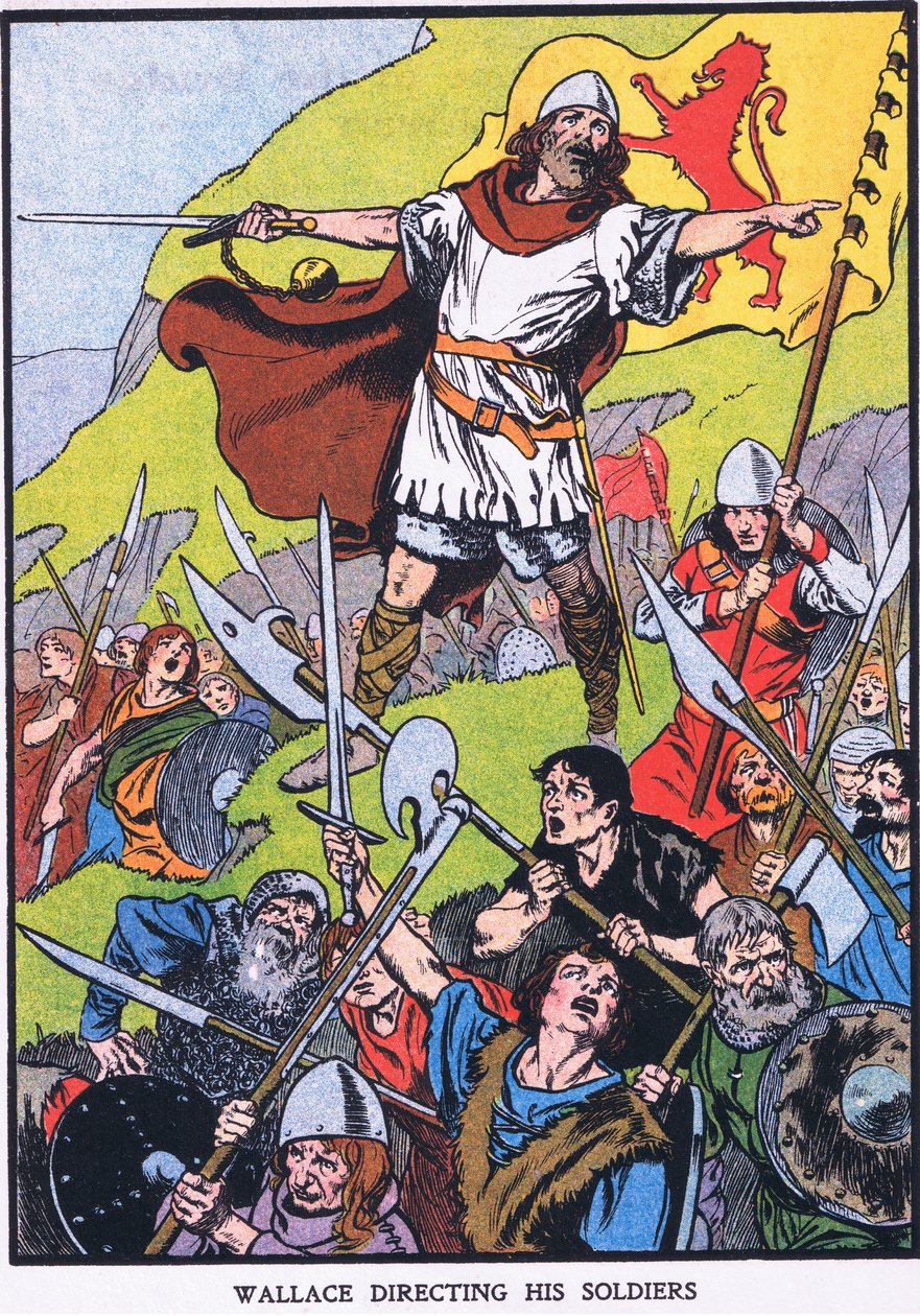 Wallace a comandar os seus soldados (litografia a cores) de Thomas Heath Robinson