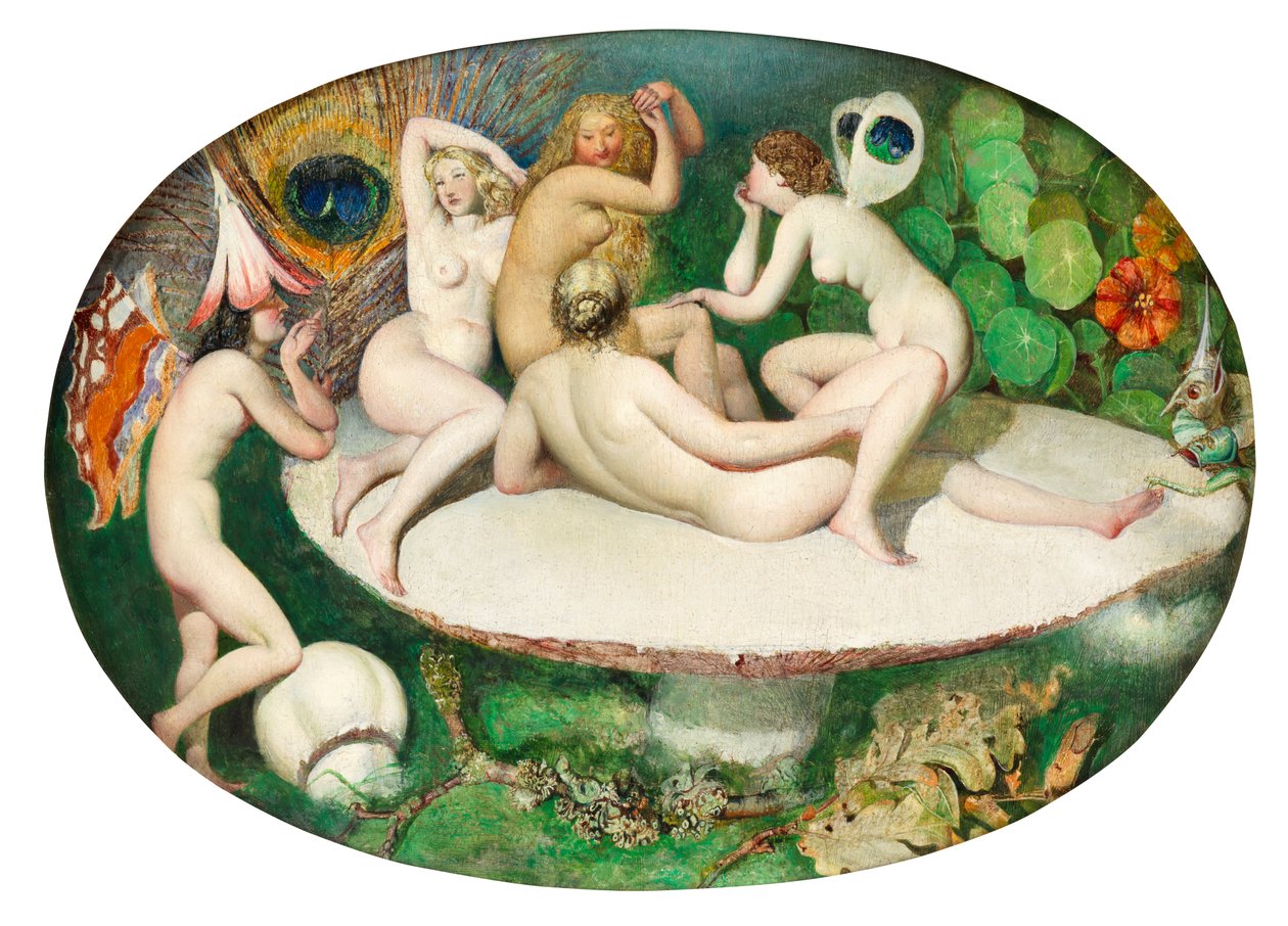 Um sonho de fadas (óleo a bordo) de Thomas Heatherley