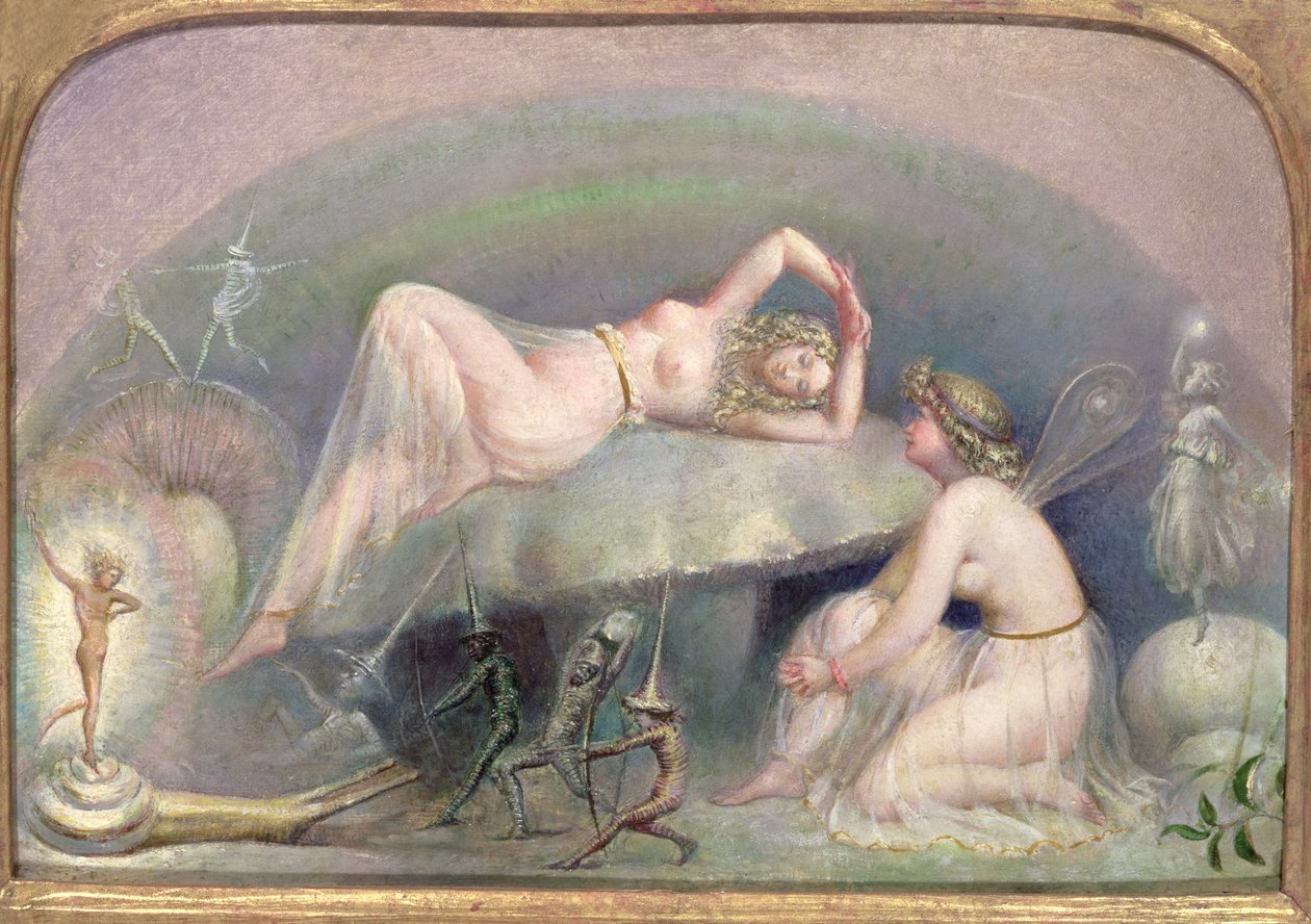 Fada descansando em um cogumelo, c.1860 de Thomas Heatherley