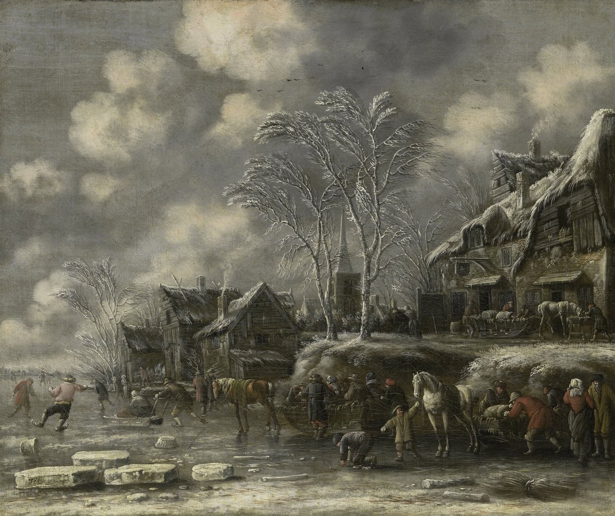Cena de inverno, 1675 de Thomas Heeremans