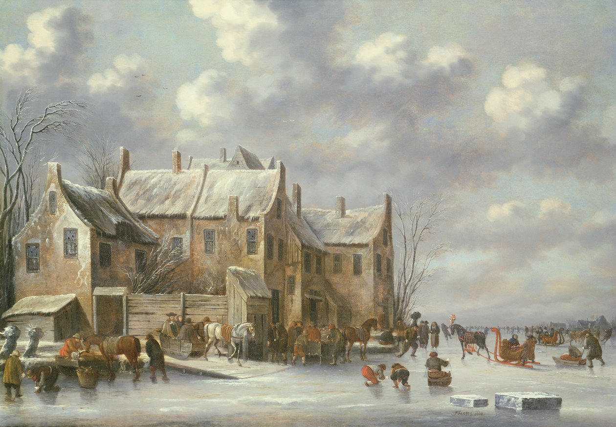 Cena de inverno com vista em Medemblik de Thomas Heeremans