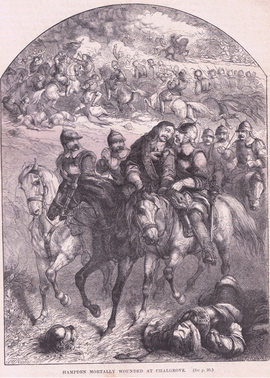 Hampden mortalmente ferido em Chalgrove AD 1643 de Thomas Henry Nicholson