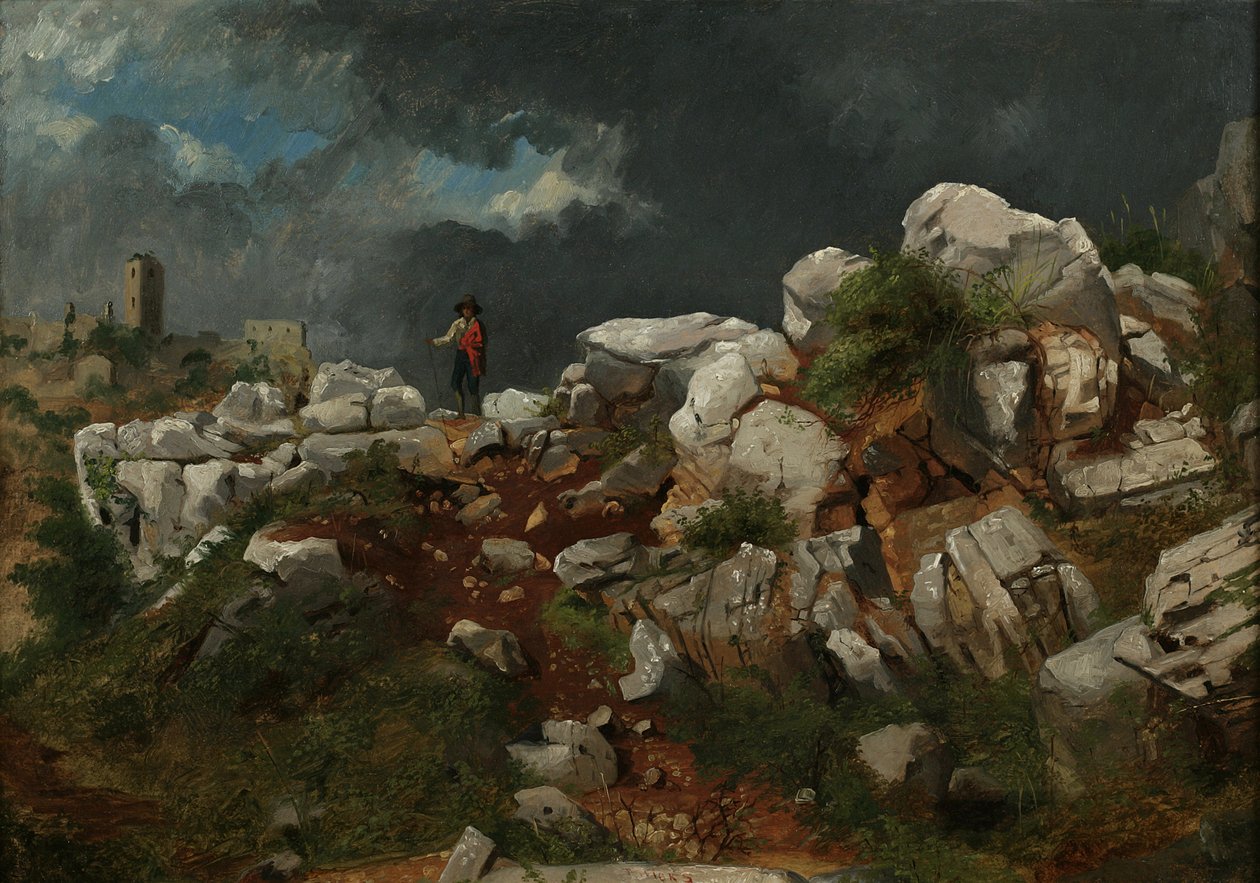 Paisagem Italiana (óleo sobre papel, montado na placa de composição) de Thomas Hicks