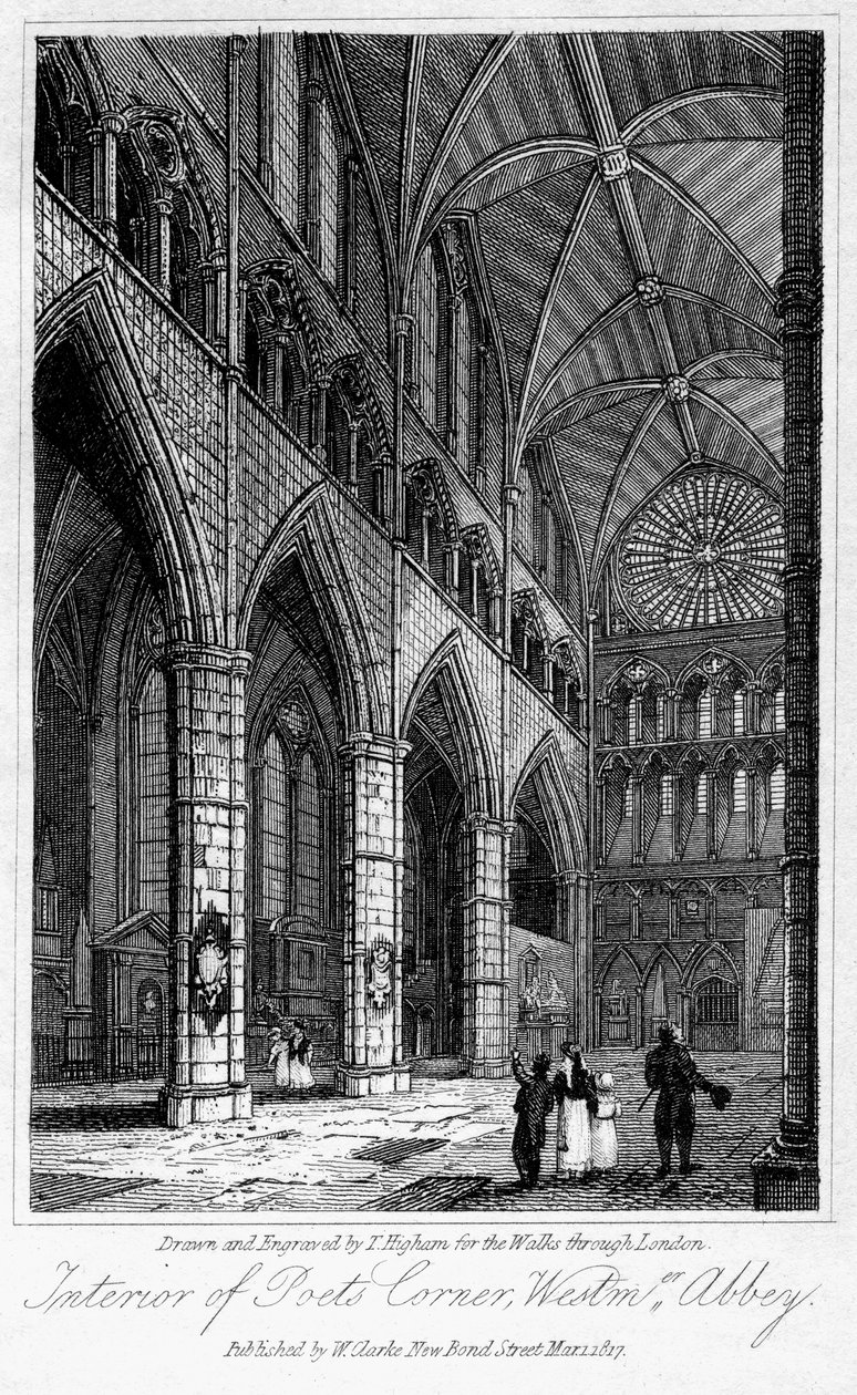 Interior de Poets Corner, Abadia de Westminster, Londres, 1817. de Thomas Higham
