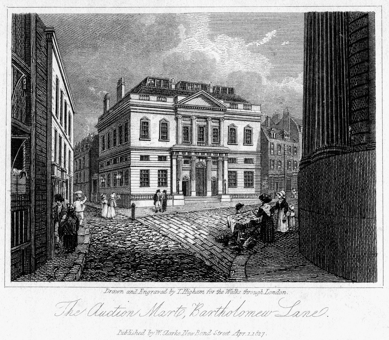 O leilão Mart, Bartholomew Lane, cidade de Londres, 1817. de Thomas Higham