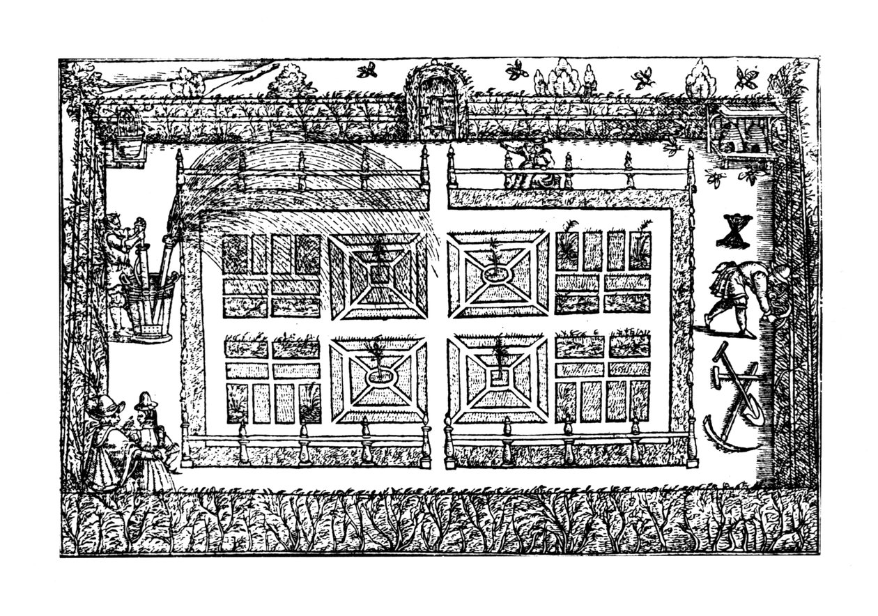 Um jardim, de "O labirinto do jardineiro", 1577 de Thomas Hill