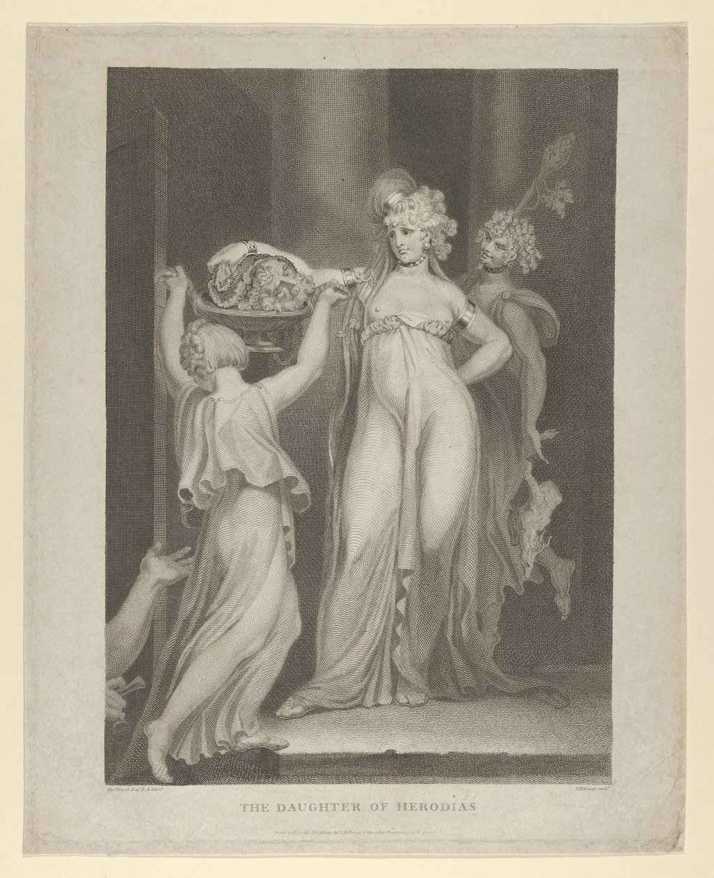 A Filha de Herodias Salomé Recebendo a Cabeça de João Batista, Mateus 14:10-11..., 1798. de Thomas Holloway