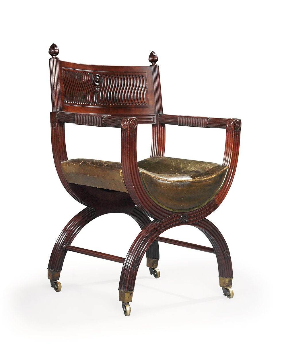 Poltrona com moldura em X de mogno do final do período vitoriano, atribuída a Marsh, Jones & Cribb, após um projeto de Thomas Hope, c.1880 (mogno) de Thomas Hope