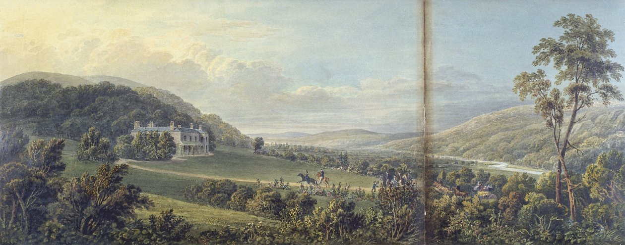 Panorama de Rheola (aguarela sobre cartão) de Thomas Hornor