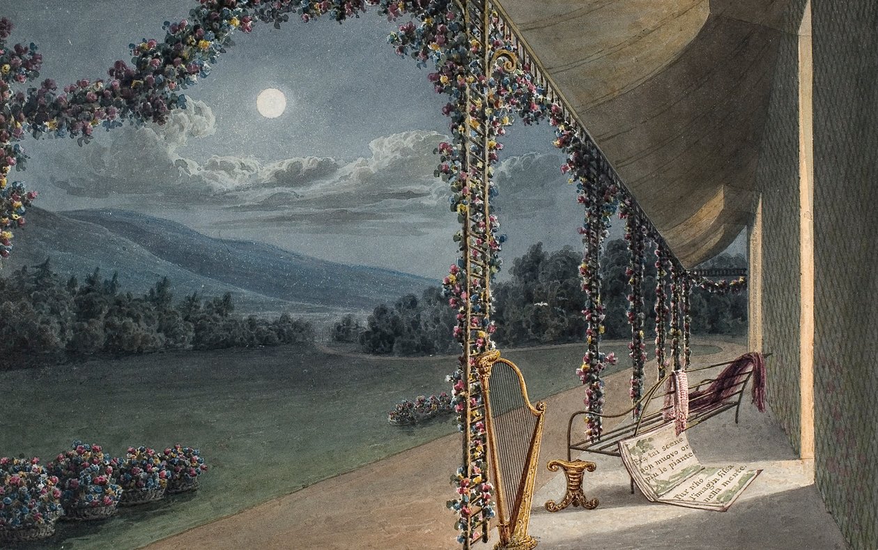 Rheola, Cena da sala de estar (aguarela e lápis sobre papel) de Thomas Hornor