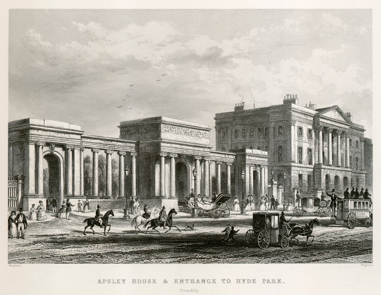 Apsley House, Hyde Park Corner, Londres, 1850 de Thomas Hosmer Shepherd
