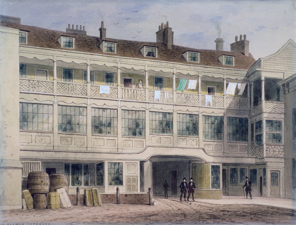 Belle Sauvage Yard, Ludgate Hill, Londres, c1850 de Thomas Hosmer Shepherd