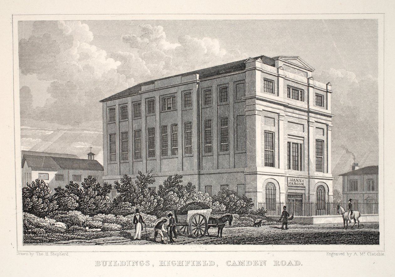Edifícios, Highfield, Camden Road, do pub "London and its Environs in the 19th Century". Jones und Co., 1827-1829 de Thomas Hosmer Shepherd