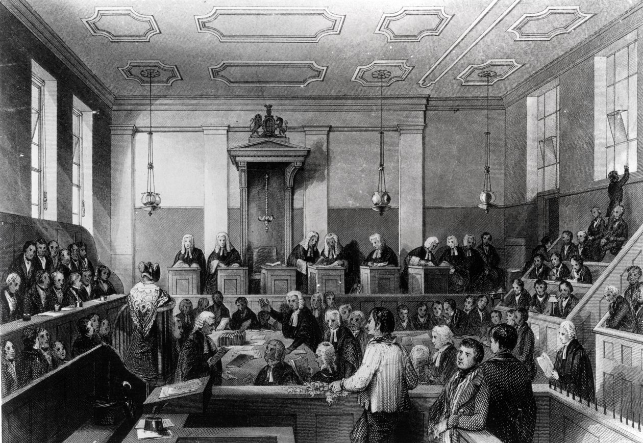 Corte Criminal Central, The Old Bailey, gravada por H. Melville de Thomas Hosmer Shepherd