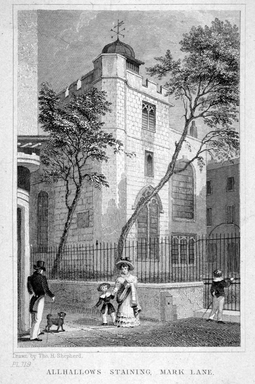 Coloração da Igreja de Todos os Santos, Londres, 1829 de Thomas Hosmer Shepherd