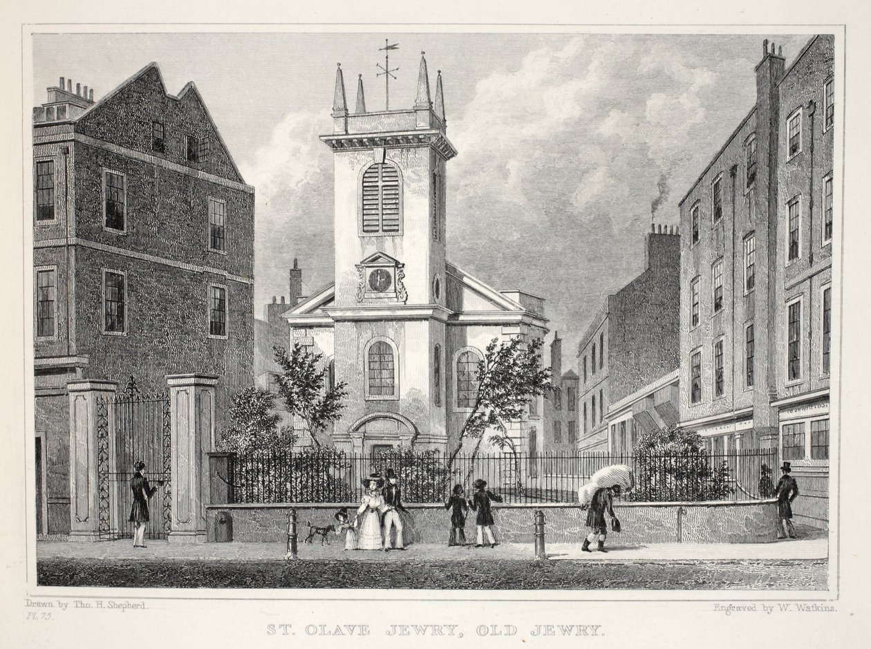 Igreja de St Olave Judaico, Velho Judaico, de Londres e é Environs no século XIX pub. Jones und Co., 1827-1829 de Thomas Hosmer Shepherd