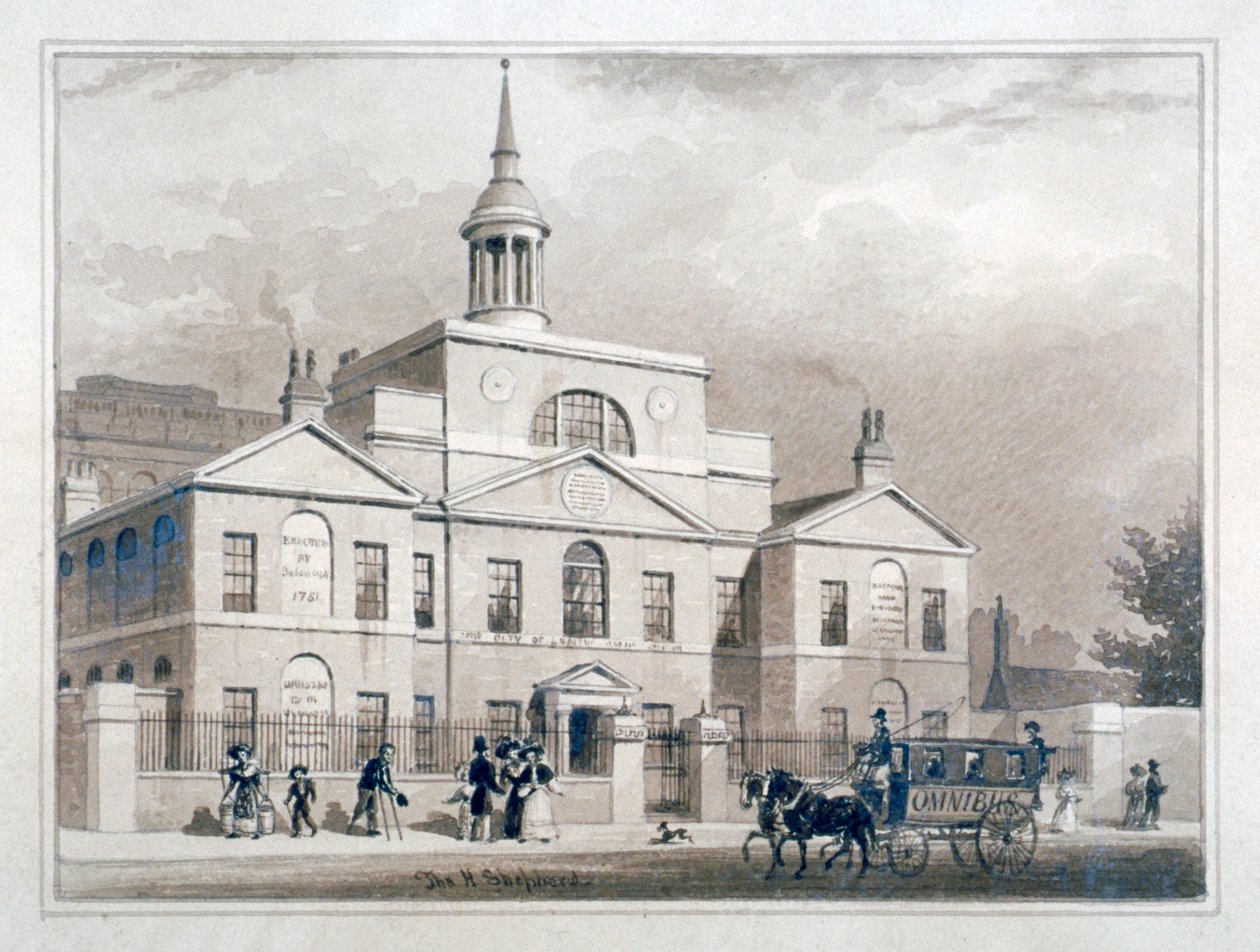 City of London Lying-In Hospital, City Road, Finsbury, Londres, c1827. de Thomas Hosmer Shepherd