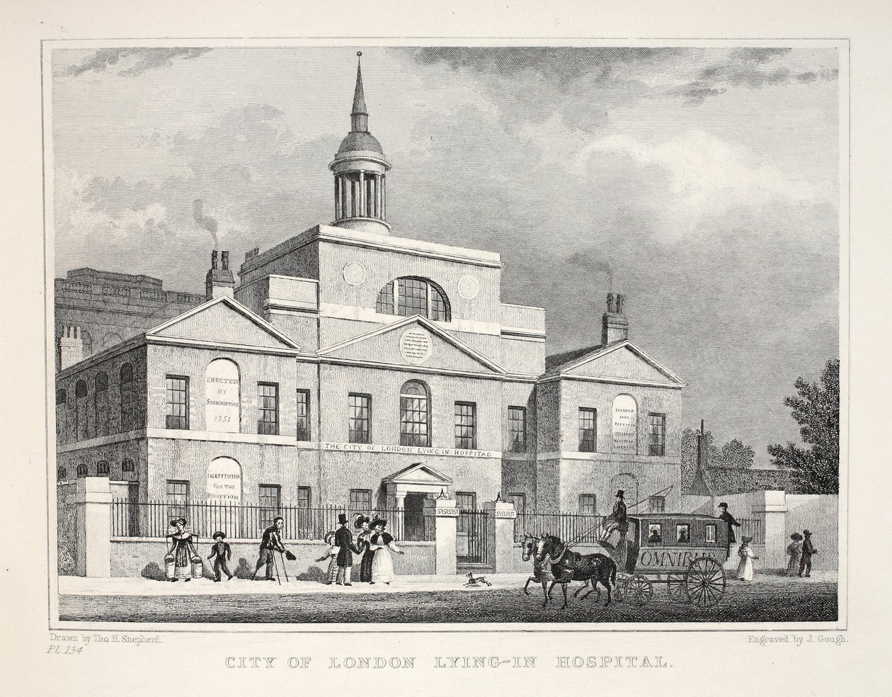 Cidade de Londres deitada no hospital, do pub "Londres e seus arredores no século XIX". Jones und Co., 1827-1829 de Thomas Hosmer Shepherd