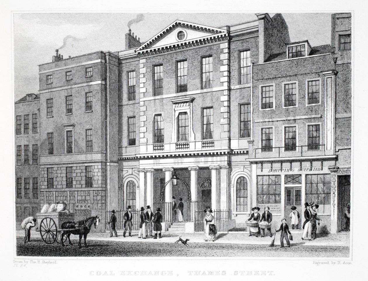 Coal Exchange, do pub "London and its Environs in the 19th Century". Jones und Co., 1827-1829 de Thomas Hosmer Shepherd
