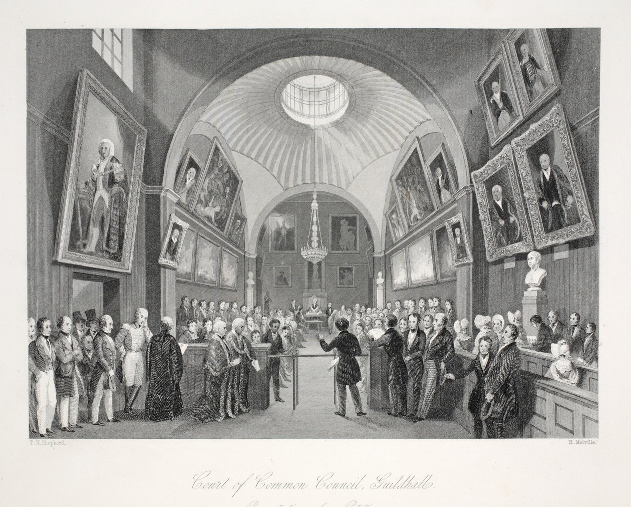 Tribunal do Conselho Comum, Guildhall, do pub "London Interiors with their Costumes and Ceremonies". Joseph Mead, Londres, c.1843 (gravura em aço) de Thomas Hosmer Shepherd