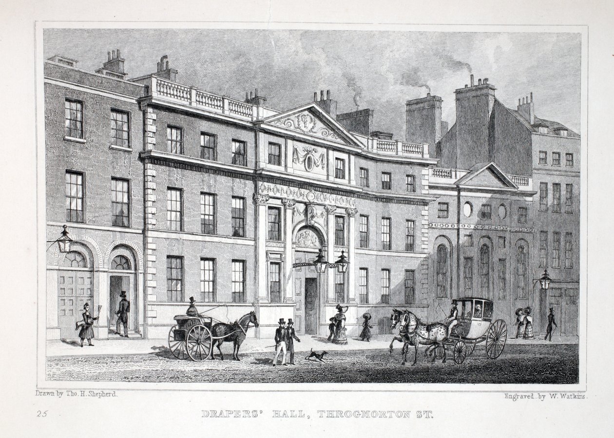 Draper&39;s Hall, Throgmorton Street, do pub "London and its Environs in the 19th Century". Jones und Co., 1827-1829 de Thomas Hosmer Shepherd