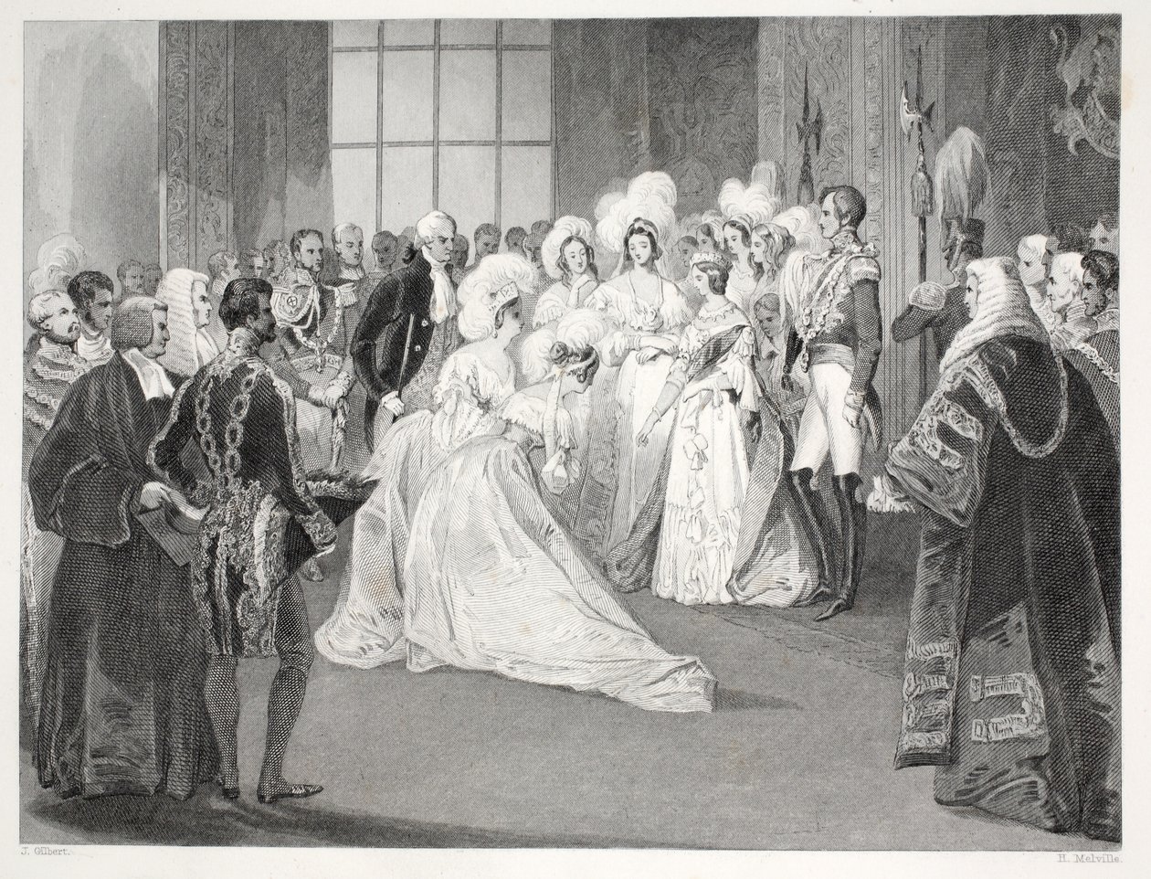 Sala de estar da Rainha Vitória, do pub &39;London Interiors with their Costumes and Ceremonies&39;. Joseph Mead, Londres, c.1843 (gravura em aço) de Thomas Hosmer Shepherd