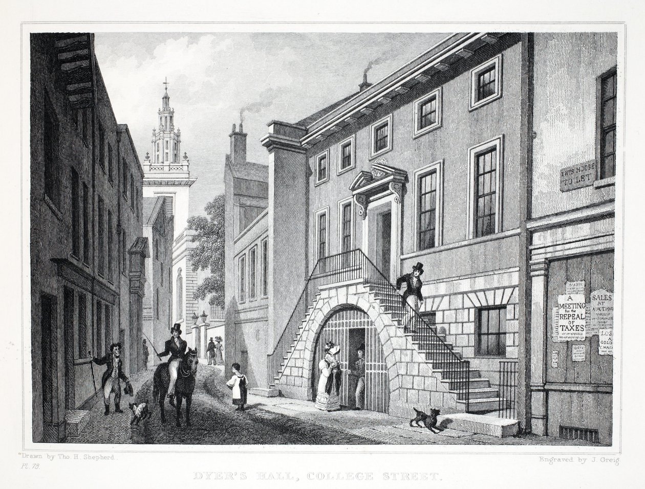 Dyer&39;s Hall, Little Elbow Lane, de Londres e arredores do pub do século XIX. Jones und Co., 1827-1829 de Thomas Hosmer Shepherd