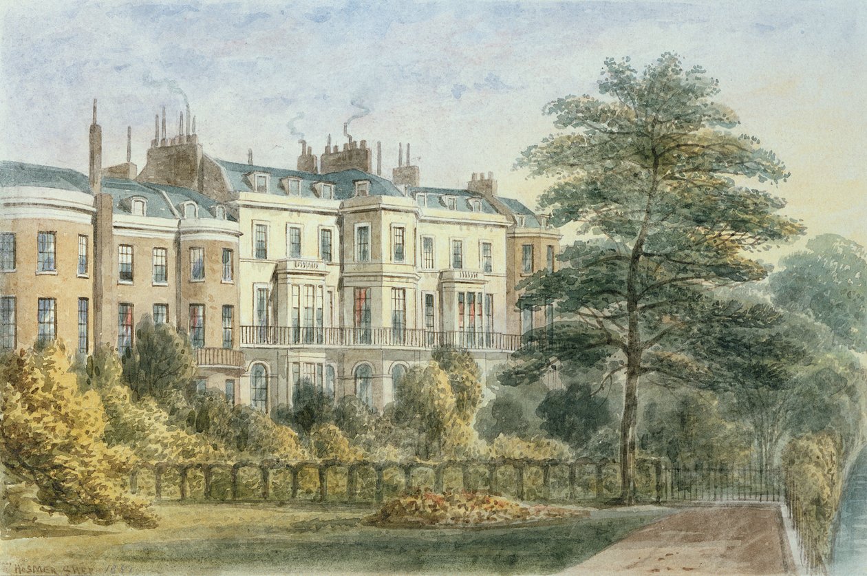Frente Leste da Casa de Sir Robert Peel em Privy Garden (1788-1850) 1851 de Thomas Hosmer Shepherd