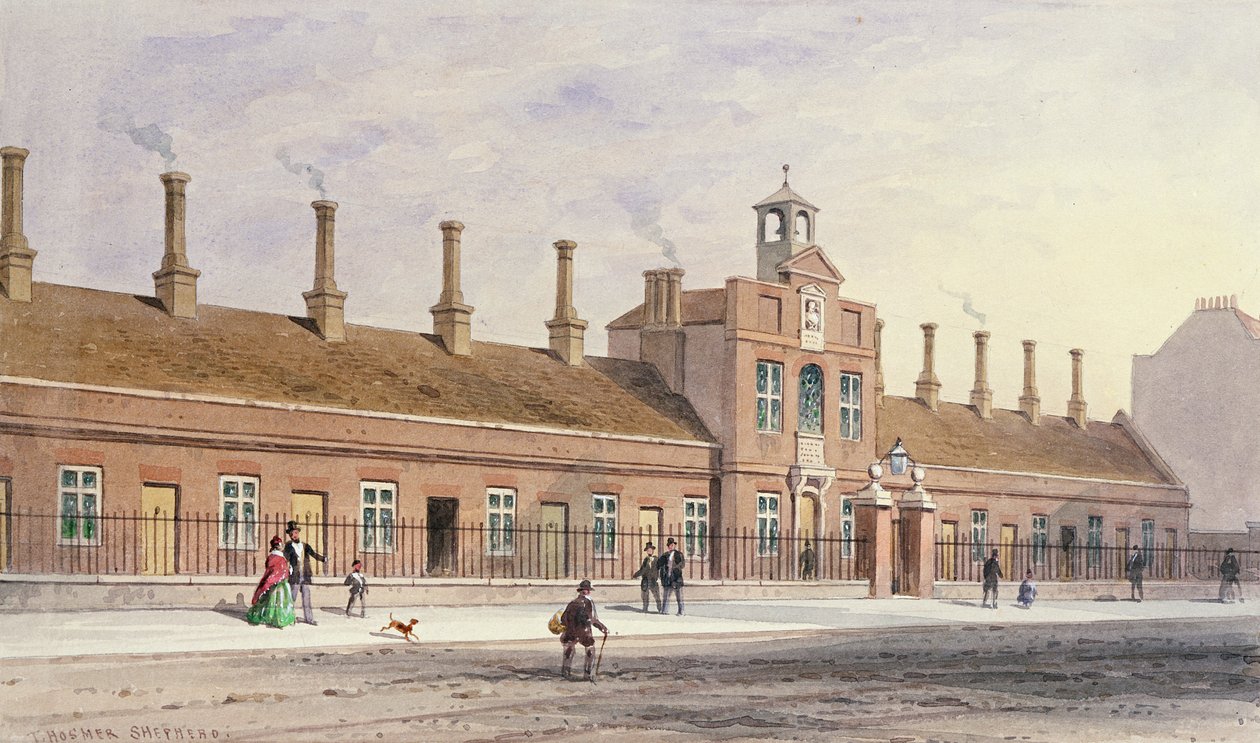Emery Hills Alms Houses em Rochester Row, 1850 de Thomas Hosmer Shepherd