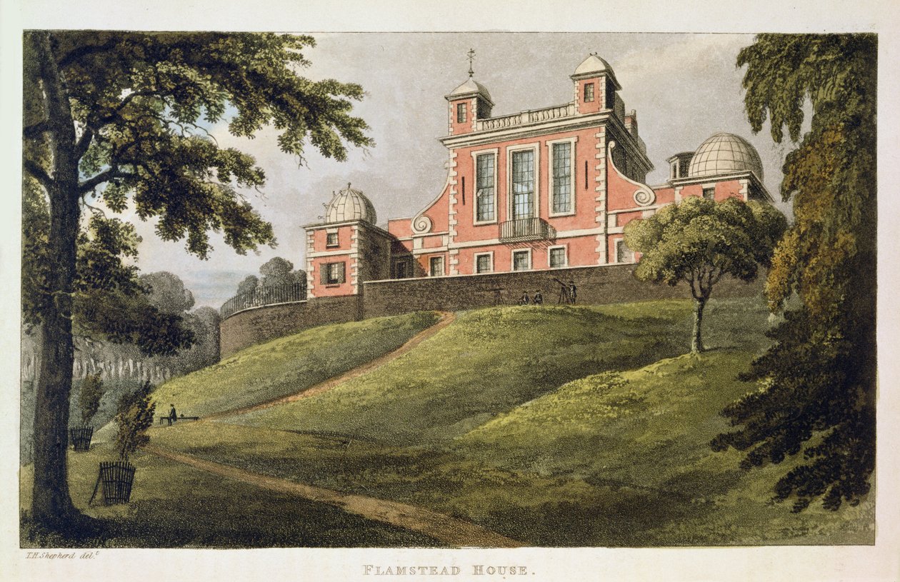 Flamstead House, do &39;Repository of Arts&39; de Ackermann, publicado em 1826 de Thomas Hosmer Shepherd