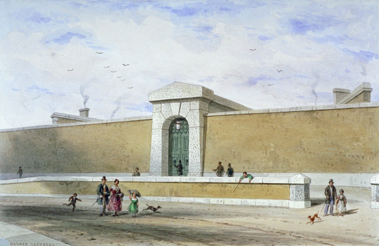 Gateway of Bridewell Prison, Tothill Fields, Westminster, Londres, c1850. de Thomas Hosmer Shepherd
