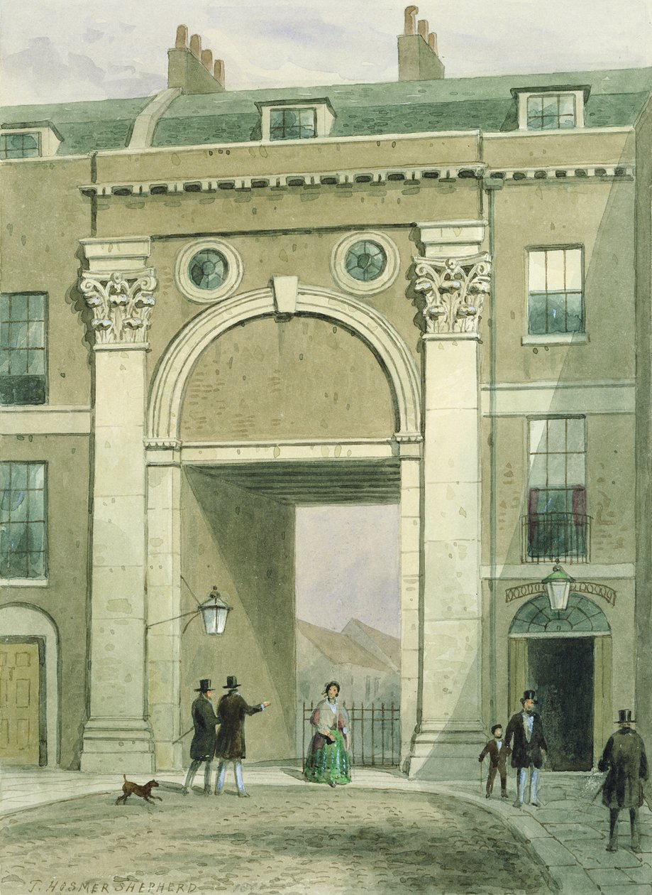 Porta de entrada para o rio, Essex Street, 1857 de Thomas Hosmer Shepherd