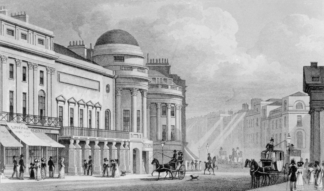 Instituição Harmônica, Regent Street, Londres. 1827 de Thomas Hosmer Shepherd