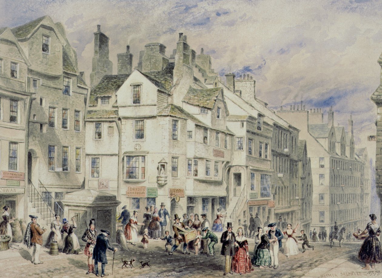 Rua alta, edimburgo, mostrando, john knoxs, casa, 19o século de Thomas Hosmer Shepherd
