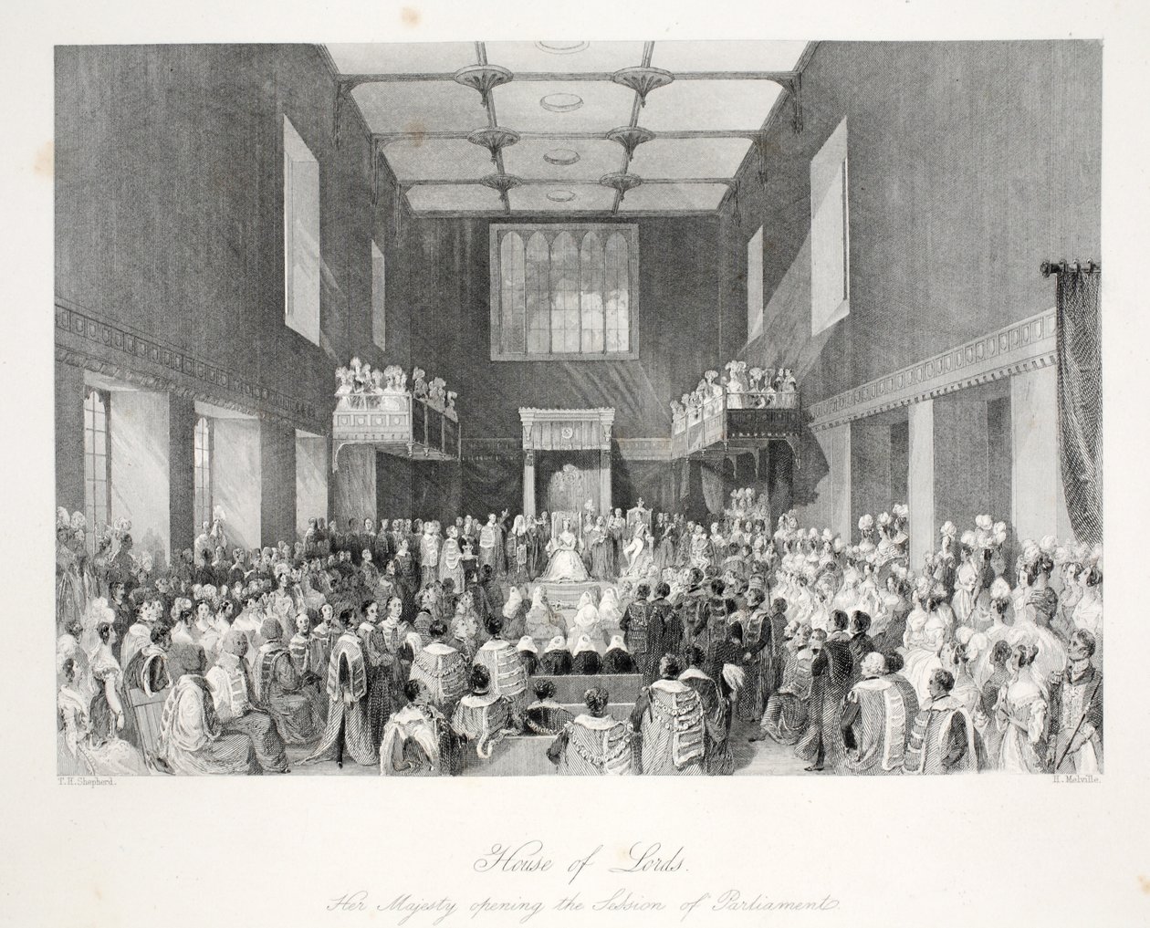 Câmara dos Lordes, do pub &39;London Interiors with their Costumes and Ceremonies&39;. Joseph Mead, Londres, c.1843 (gravura em aço) de Thomas Hosmer Shepherd