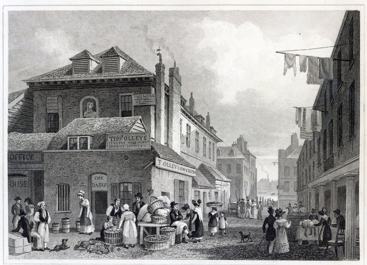 Mercado de Hungerford, Strand, gravado por Thomas Barber, 1830 de Thomas Hosmer Shepherd