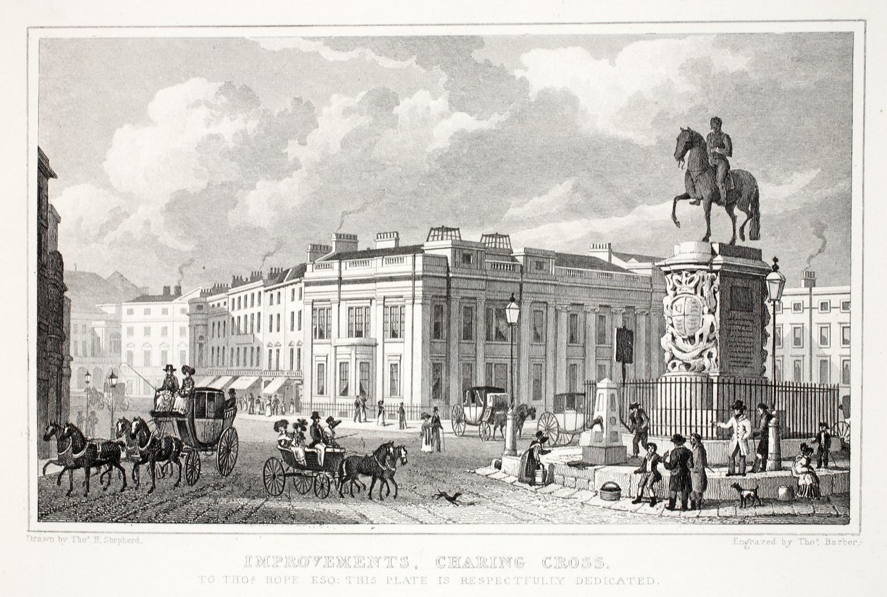 Melhorias, Charing Cross, do pub "London and its Environs in the 19th Century". Jones und Co., 1827-1829 de Thomas Hosmer Shepherd