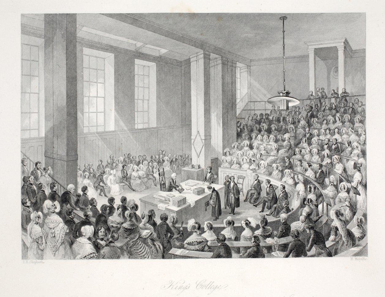 King&39;s College, do pub "London Interiors with Costumes and Ceremonies". Joseph Mead, Londres, c.1843 (gravura em aço) de Thomas Hosmer Shepherd