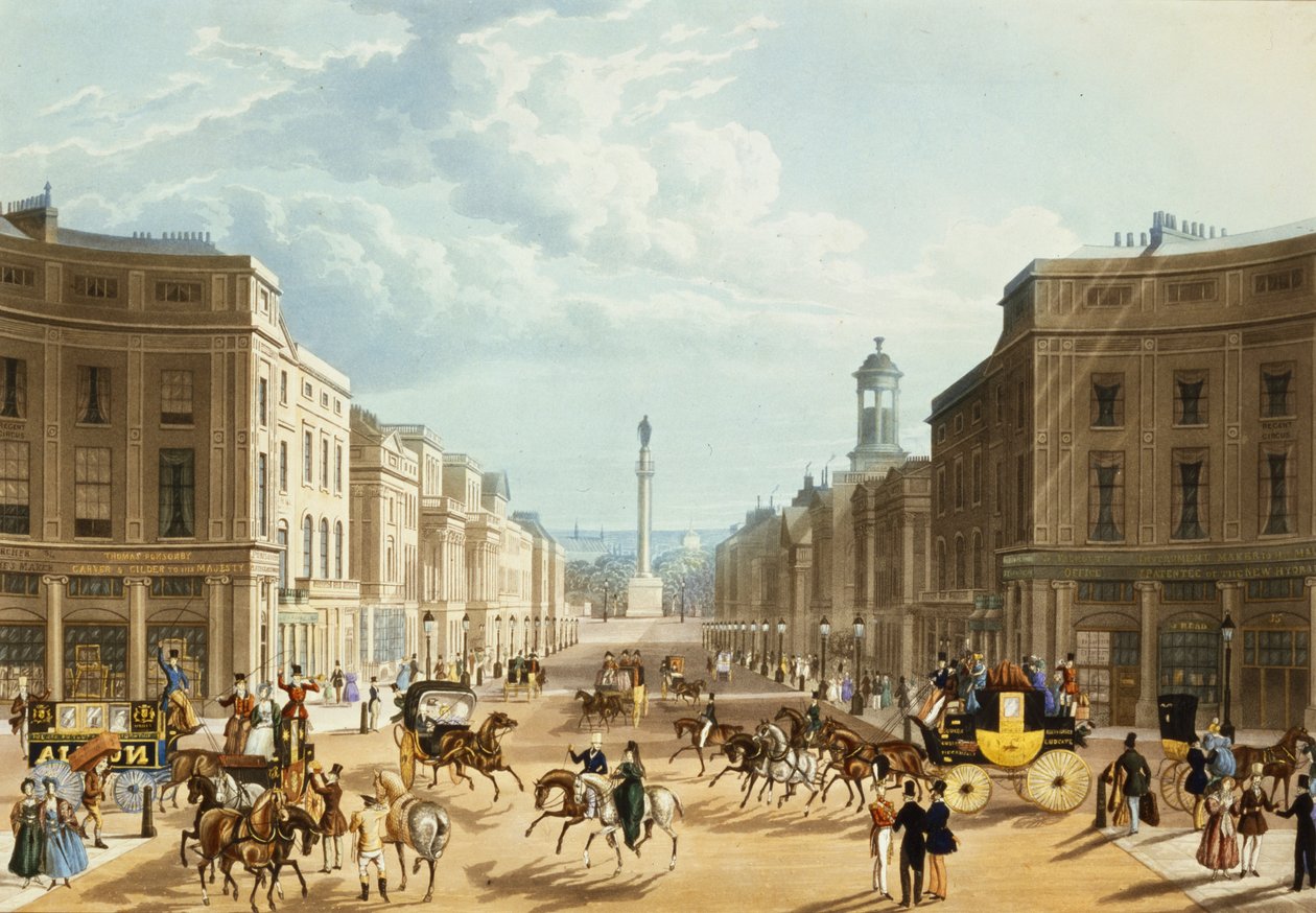 Lower Regent Street, pub. por Ackermann, c.1835 (ver também 192750) de Thomas Hosmer Shepherd