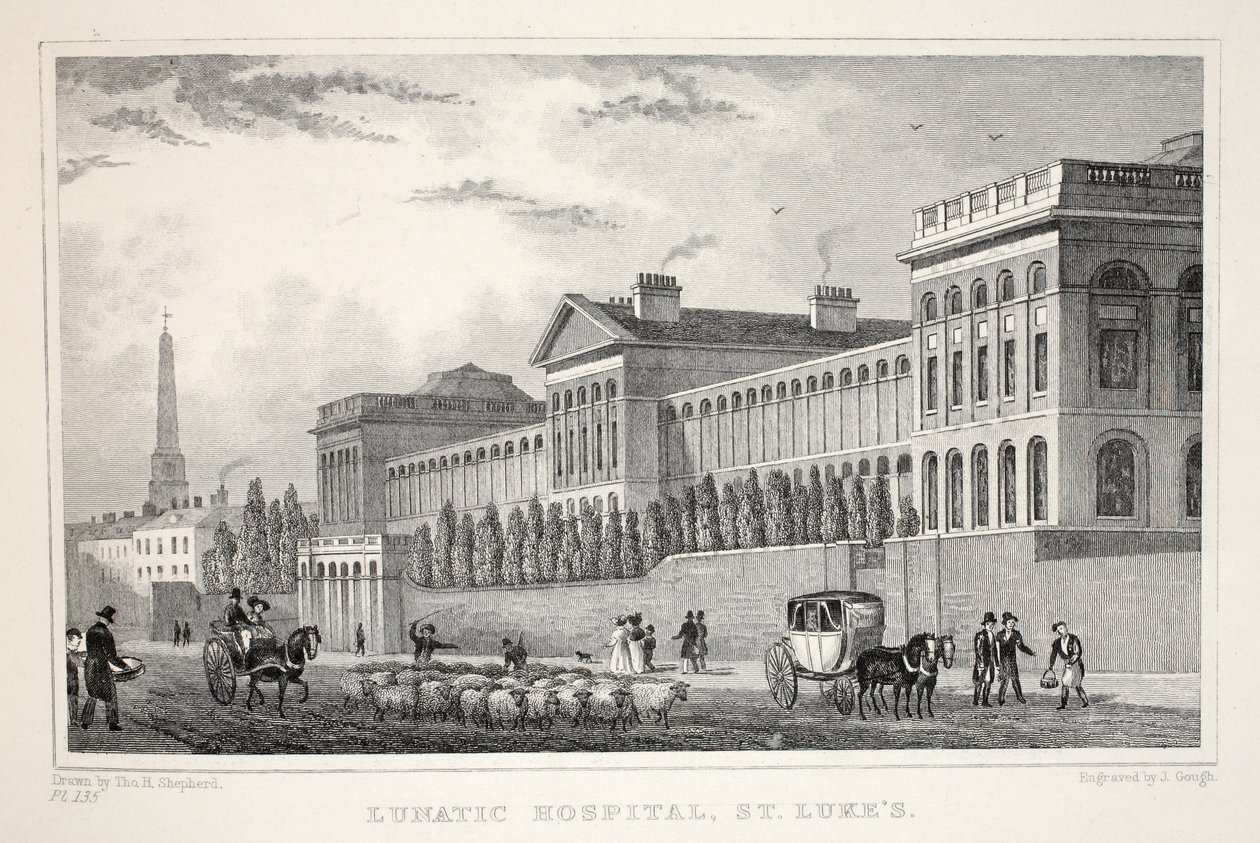 Lunatic Hospital, St Luke&39;s, do pub "London and its Environs in the 19th Century". Jones und Co., 1827-1829 de Thomas Hosmer Shepherd