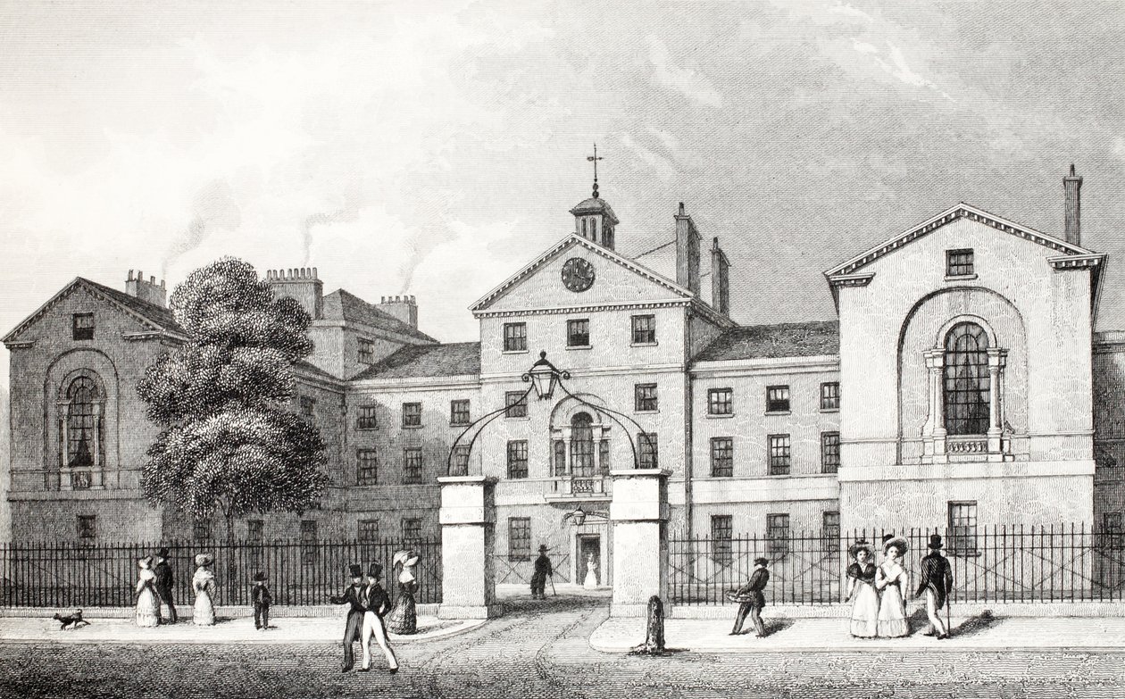 Middlesex Hospital, do pub "London and its Environs in the 19th Century". Jones und Co., 1827-1829 de Thomas Hosmer Shepherd