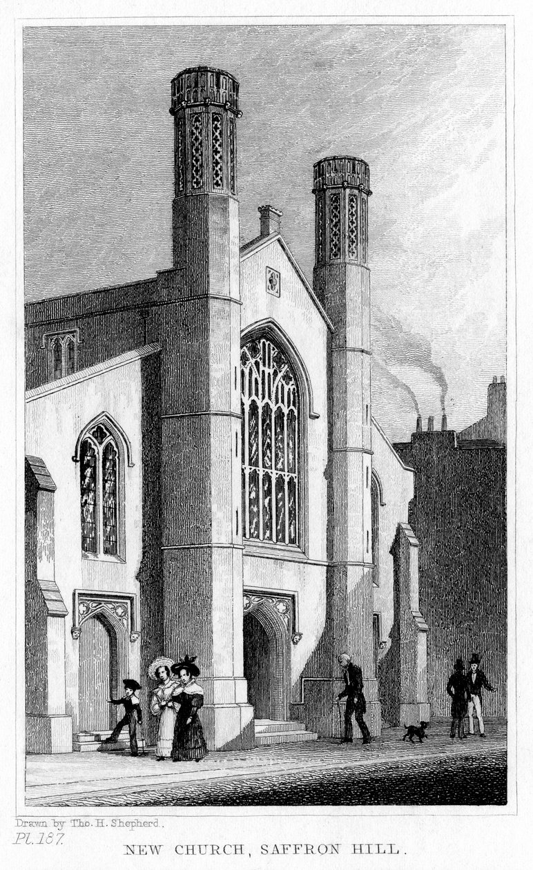 Igreja nova, Saffron Hill, Camden, Londres, século XIX. de Thomas Hosmer Shepherd