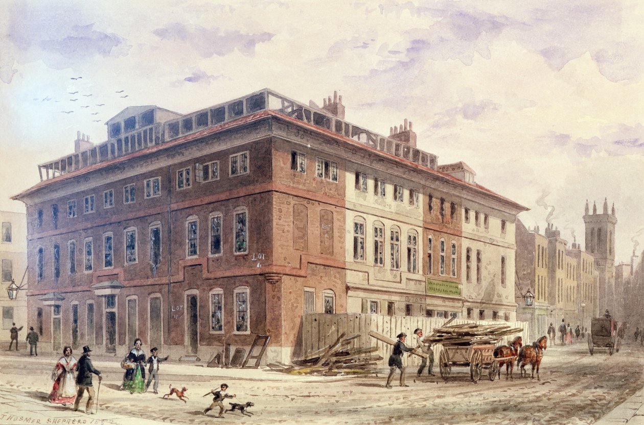 Casa antiga em New Street Square, South East Front de Thomas Hosmer Shepherd