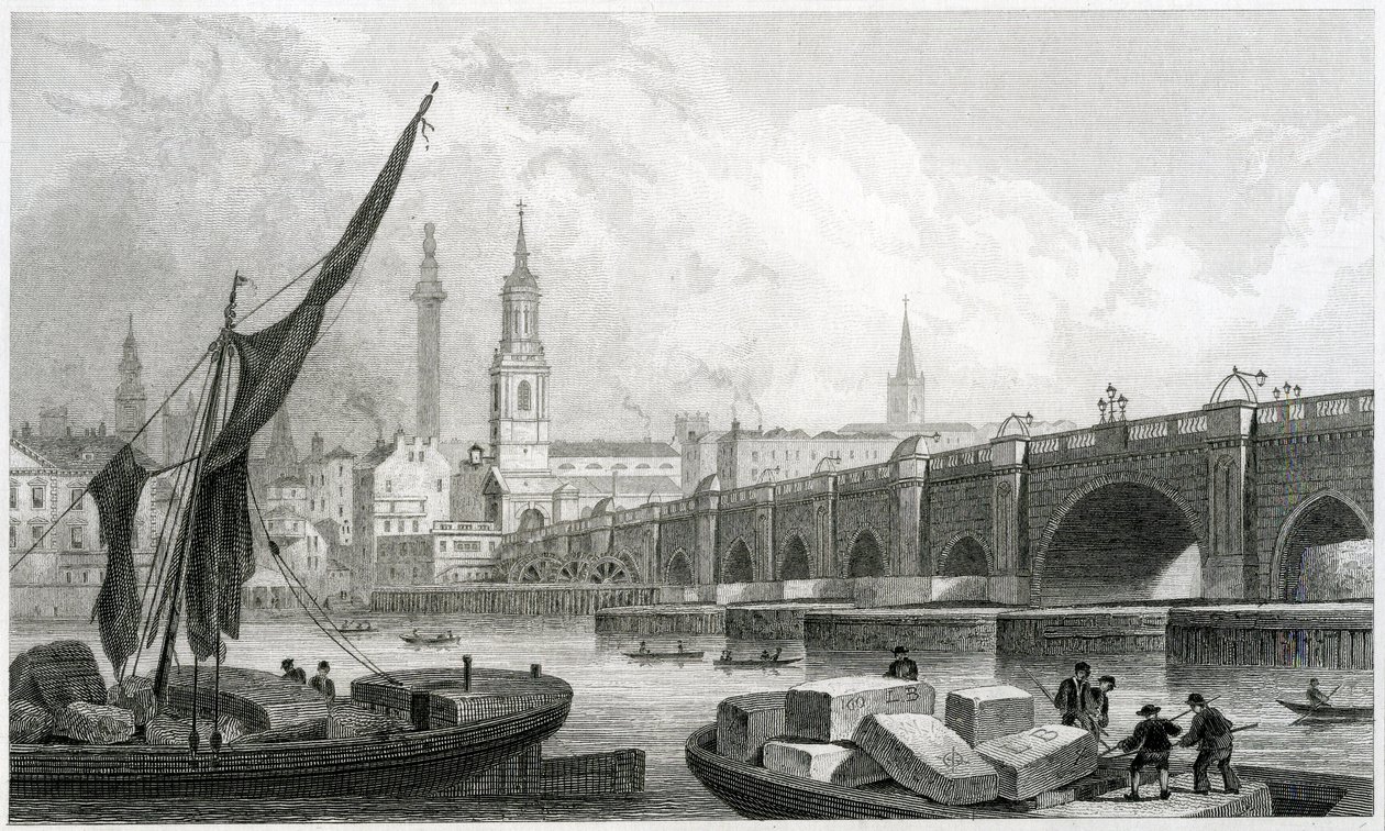 Old London Bridge, de Southwark, 1829 de Thomas Hosmer Shepherd